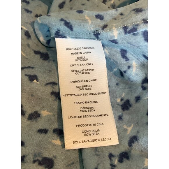 Joie Blue Speckled Silk Tie-Neck Top, Size S - Picture 9 of 9